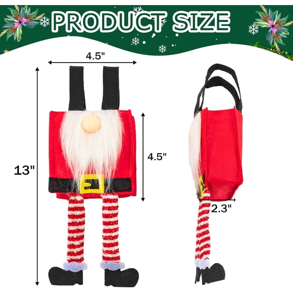 MOSHAKALA Christmas Gift Bag, Gnome clothing Christmas Treat Bags, Set of 6 Gift Bags for Children Holiday Parties Teachers Decorations (Santa Gnome)