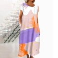 thumbnail image 2 of CHOK Robe en Lin Décontractée à Manches Courtes et Col Rond pour Femmes, Couleur Unie, Coton et Lin, Robe d'Été 2024 avec Poches, Gris, TG, 2 of 5