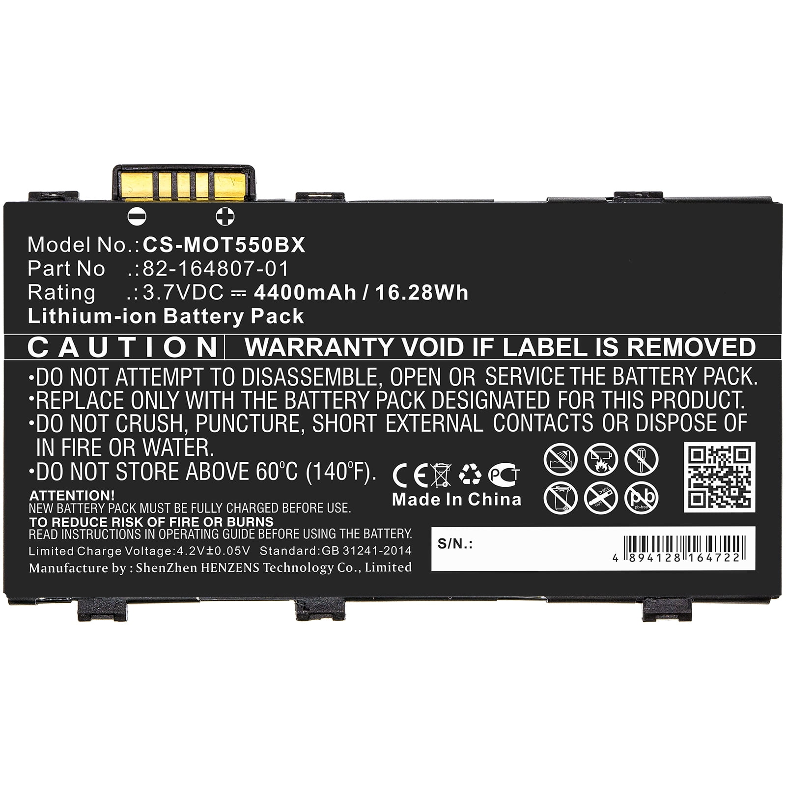 Replacement Battery for Zebra RFD8500,BTRY-RF85-44MA1-01,BTRY-TC55-29MA1-01,3.7V/4400mAh