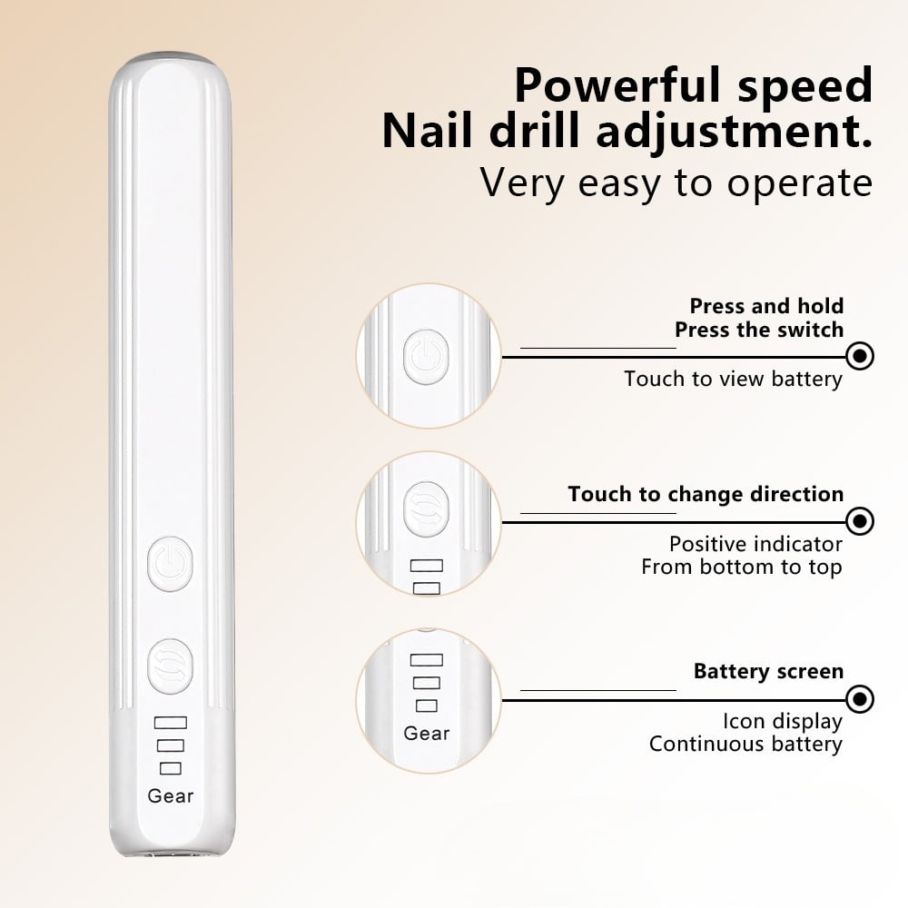 Electric Nail Drill, Professional Manicure Pedicure Kit, Cordless Electric Nail File Set, Rechargeable Pedicure Tools for feet, 3 Speeds Hand Foot Care Nail Drill for Thick Nail Toenail Cuticle