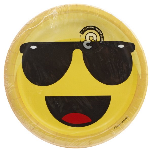 Emoji Round Paper Dessert Plates 8 Count for 8 Guests