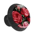 thumbnail image 2 of 12 Pcs Cabinet Knobs Embroidery Red Roses and Pink Peonies Pattern, Round Crystal Glass Drawer Dresser Wardrobe Handles Pulls Door Cupboard Hardware Knob with Screws for Home Kitchen, 2 of 6