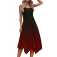 thumbnail image 5 of UPPADA Women's Hankerchief Hem Maxi Tank Dresses Summer Loose Fit Sleeveless Crew Neck Sundress Casual Ruffle A-Line Boho Dress Sales Today Wine,XXL, 5 of 7