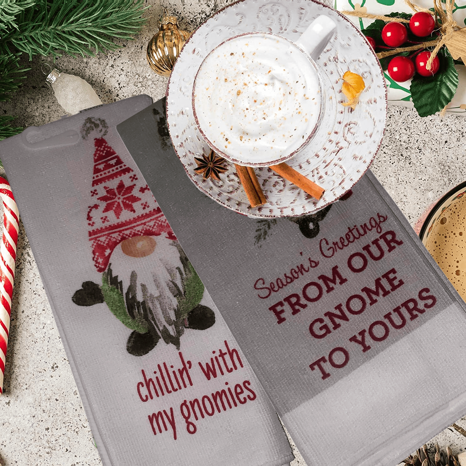 Christmas Kitchen Towels Dishcloth Gnomes Decorative Dish