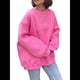thumbnail image 2 of Sudadera de Mujer con Cuello Redondo de Gran Tamaño Y2K, Suéter de Moda de Otoño e Invierno, Jersey. Rosa M, 2 of 8
