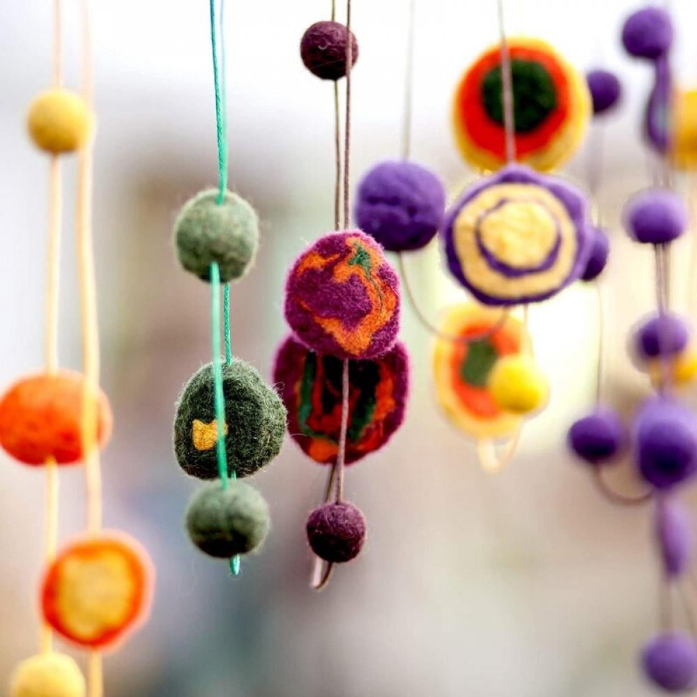 Pretty Comy Felt Pom Poms, Wool Felt Balls (60/120/240 Pieces) 1.5 cm – 0.6 Inch, Handmade Felted 40 Color Bulk Small Puff for Felting and Garland