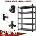 thumbnail image 5 of COOKCOK 5-Tier Garage Shelving, Adjustable Metal Storage Shelf, 2000LBS Heavy Duty Storage Shelves, Ideal for Garage, Warehouse, or Home Organization, 39.4" x 17.7" x 71.2", Black, 5 of 7