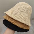 thumbnail image 3 of CoCopeaunts Knitted Bucket Hat Solid Color Jacquard Bucket Cap Temperament Female Fashion Woolen Fisherman Hat Warm Cold Proof, 3 of 8