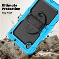 thumbnail image 6 of ELEHOLD Case for Lenovo Tab M11 11inch TB330FU TB330XU,Heavy Duty 3-Layer Protection Case Built-in Screen Protector 360° Rotating Kickstand Handstrap Shoulder Strap Shockproof Cover,Lightblue, 6 of 8