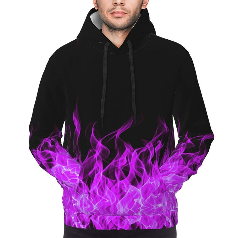 Unisex Colorful Graphic Purple Fire Flame Pullover Hoodie 3D Print Long  Sleeve Hooded Sweatshirt with Pocket for Men and Women - Walmart.com