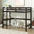 thumbnail image 2 of Twin High Loft Bed, Rubber Wood Loft Bed with Safety Guardrail, built-in desk, ladder,Espresso, 2 of 9