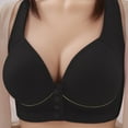 thumbnail image 2 of SMihono Front Closure Bras for Women Push Up Wirefree Full Support Bras Breathable No Steel Ring Comfort Snap Everyday Bra Black S, 2 of 3