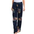 thumbnail image 2 of Babysbule Women High Waist Casual Wide Leg Long Pants Women High Waist Pants Vintage Print Stylish Floral Printing Waist Tie Wide-Leg Pants, 2 of 5