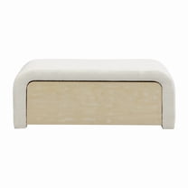 39.75" Boucle Fabric Upholstered Ottoman with Solid Wood Drawer and Soft Padding