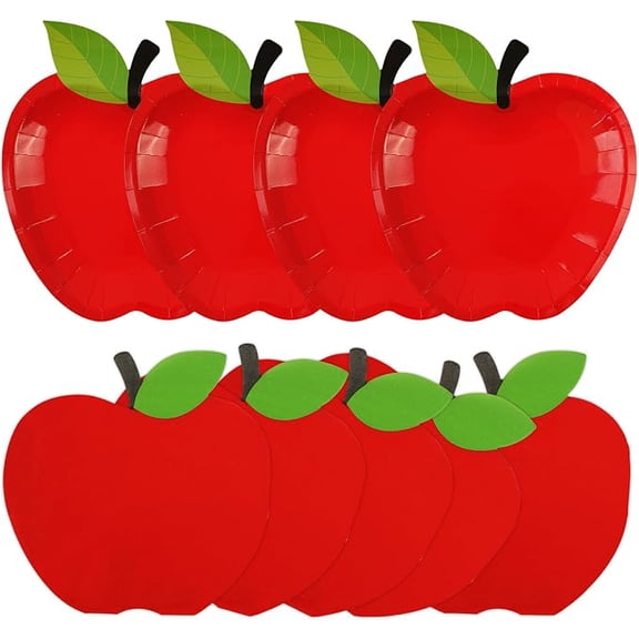 50 Piece Back to School Apple Plates and Napkins Tableware Set