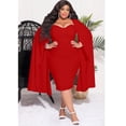 thumbnail image 3 of AURA Women Plus Size Long Sleeve Irregular Dress High Waist Fall Winter Casual Elegant Dress, 3 of 6