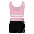 thumbnail image 2 of Eandarui Kids Girls Gymnastic Ballet Dance Outfits Sleeveless Crop Tops and Booty Shorts Tracksuits Pink 16, 2 of 7