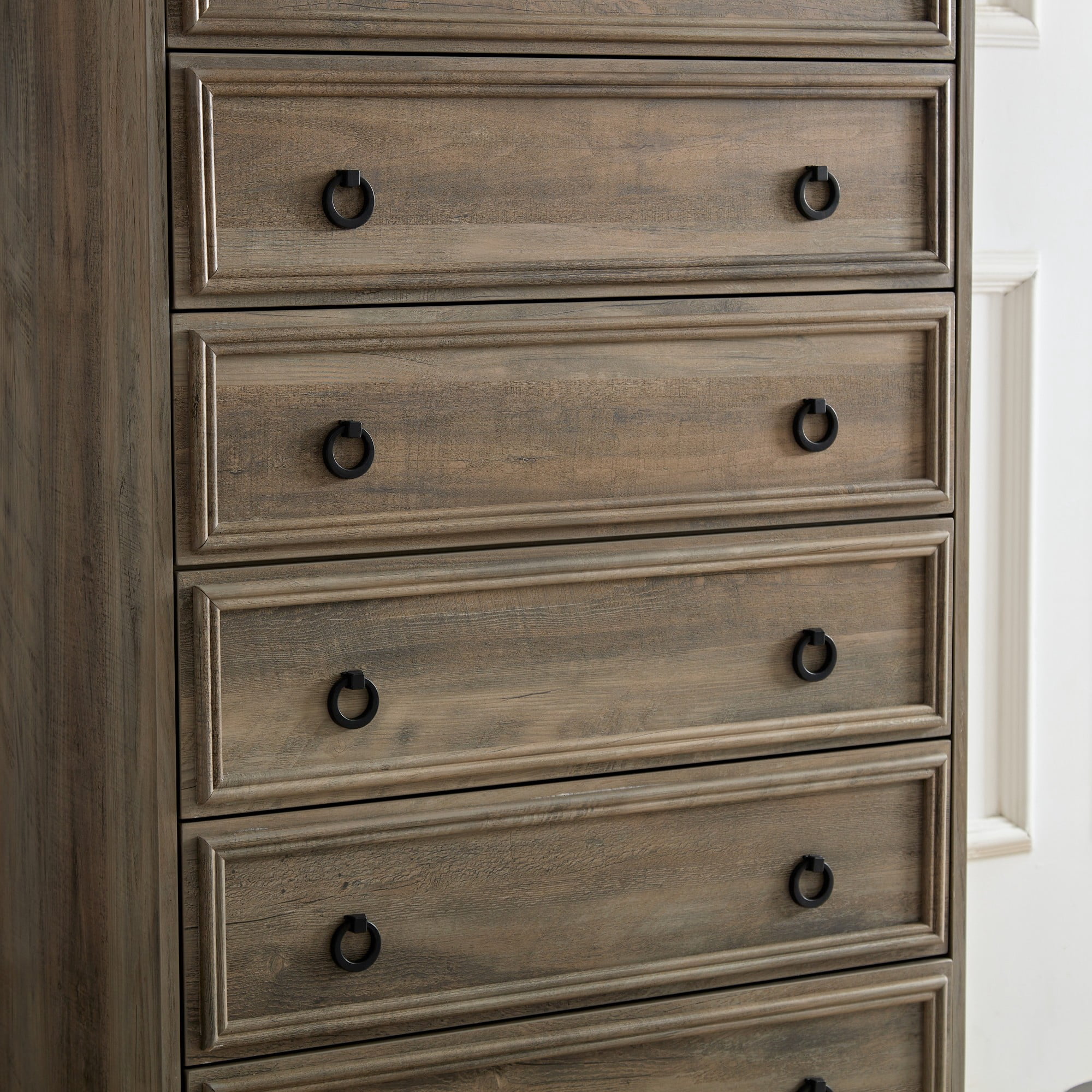 Leumius Modern 6 Drawer Dresser, Tall Chest of Drawers Closet Organizers & Storage Clothes,Easy Pull Handle, Textured Borders for Living Room, Hallway, Bedroom Gray