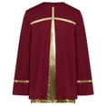 thumbnail image 2 of Aislor Boys Liturgical Praise Dance Pullover Top Choir Gowns Metallic Shiny Tunic Shirt Church Robe Worship Burgundy 12, 2 of 7