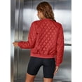 thumbnail image 2 of Eilly Bazar Classic Bomber Jacket for Women Quilted Female Zip Up Short Jacket Brick S, 2 of 5