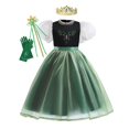 thumbnail image 1 of Disney Frozen Anna princesa vestido para niñas Puff manga malla vestido de graduación niños Navidad Cosplay Snow Queen fiesta de cumpleaños disfraces 5-6T (etiqueta 130) Gao Jinjia LED, 1 of 2