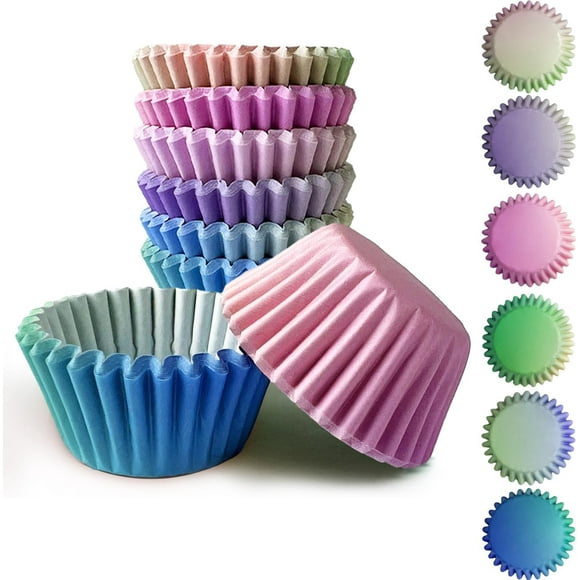 shiyou-Standard Cupcake Liners Cupcake Cups 300-Count Food Grade 6 Purple Blue Gradient Design Cupcake Papers Baking Cups Cupcake Wrappers(Standard Size)
