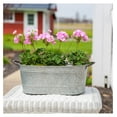 thumbnail image 2 of 16" Oval Washtub Planter - Aged Galvanized Metal Flower Pot for Garden, Balcony, Patio Decor - Rustic Farmhouse Style with Drainage, 2 of 2