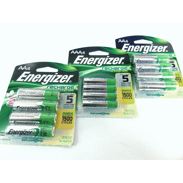 12 Piece Combo Pack Energizer Rechargeable Batteries NiMH Retail 8 AA + 4 AAA