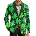 thumbnail image 6 of Levmjia Men's Suit Jacket Corduroy Blazer St. Patrick's Day Green Shamrocks Print Single - Breasted Pocket Stretch S - 4XL Formal Casual Party Outfit, 6 of 8