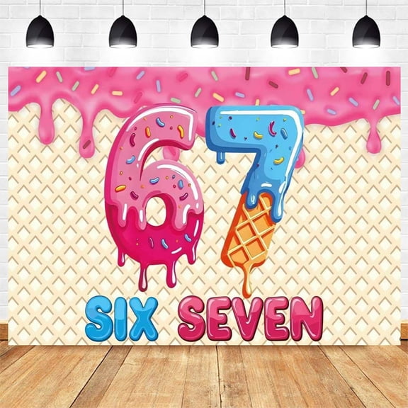 6 7 Theme Flag Birthday Party Background Banner for Photography Children Birthday Party Decoration Supplies (5.9ft*3.6ft)