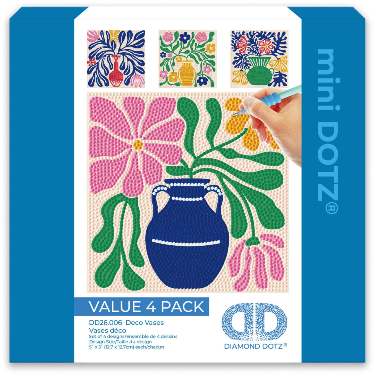 Diamond Dotz Mini Deco Vases Diamond Painting Kits for Adults - Floral Diamond Art Kits a Relaxing Creative Craft Kit with Dotz Gems 5x5