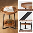 thumbnail image 3 of Mesa auxiliar redonda Gadroad con almacenamiento, 2 niveles, madera y metal, color marrón, 3 of 9