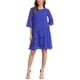 thumbnail image 1 of Vestido de gasa para mujer Inspire Chic con volantes, de capas, fluido, de manga 3/4, corte A, hasta la rodilla, azul real M, 1 of 6