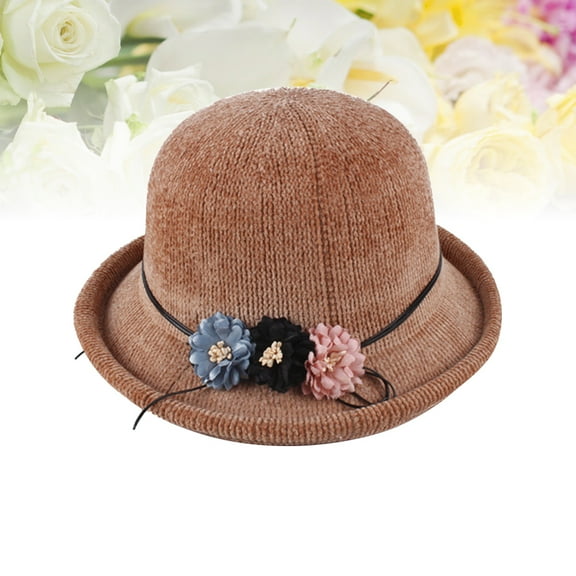 AURARMLET 1Piece Retro Style Knitted Hat Woolen Yarn Dome Shape for Elderly Women Suitable for Autumn