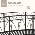 thumbnail image 4 of 96"x26.5"x35" Garden Bridge, Black Steel, Vintage Curved Frame with Scrollwork & Side Rails, 4 of 7