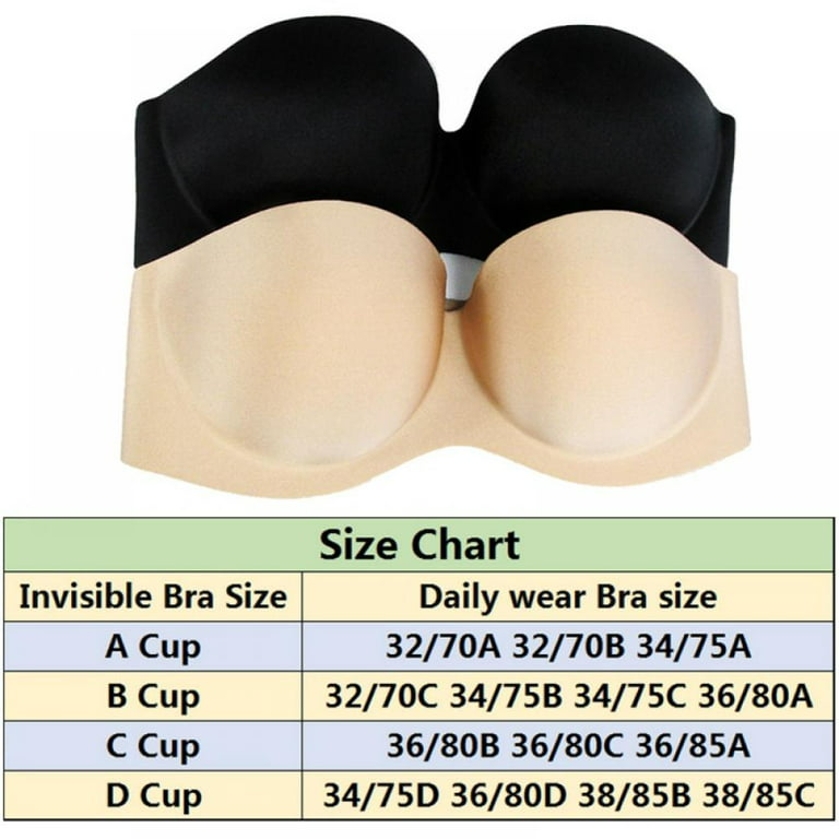 Women Strapless Clear Bra Invisible Strap Backless Push Up Lightly