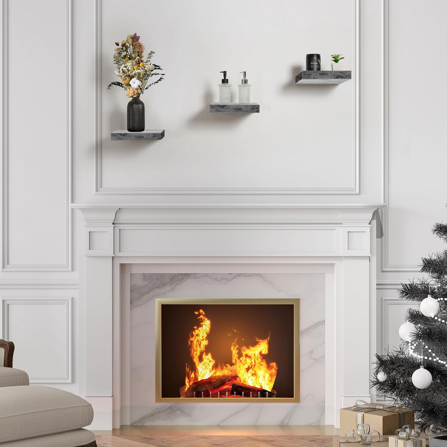 Sorbus 9.25"x9.25" Grey Floating Shelves for Wall Decor (Set of 3)