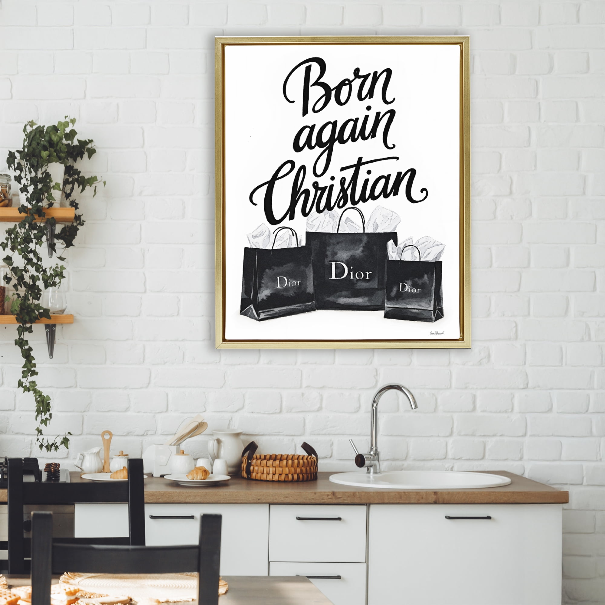 Shopping Born Again Christian Gold Framed Floater Canvas Wall Art, design by Amanda Greenwood
