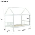 thumbnail image 2 of Twin Size Bed Frame with Headboard and Roof,79.1"x41"x68.1",Low Rubber Wood House Bed Frame for Boys and Girls,White, 2 of 8