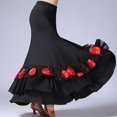 thumbnail image 3 of Women Sequin Flower Embroidered Skirt Flamenco Ballroom Practice Dress Big Swing Skirts Dance Performance Skirt for Women Girls, 3 of 7