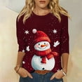 thumbnail image 2 of Christmas 3/4 Sleeve Tops for Women Plus Size Round Neck Shirts Glitter Xmas Tree Printed Holiday Pullover Top Merry Christmas Party Trendy Half Sleeve Shirts, 2 of 5