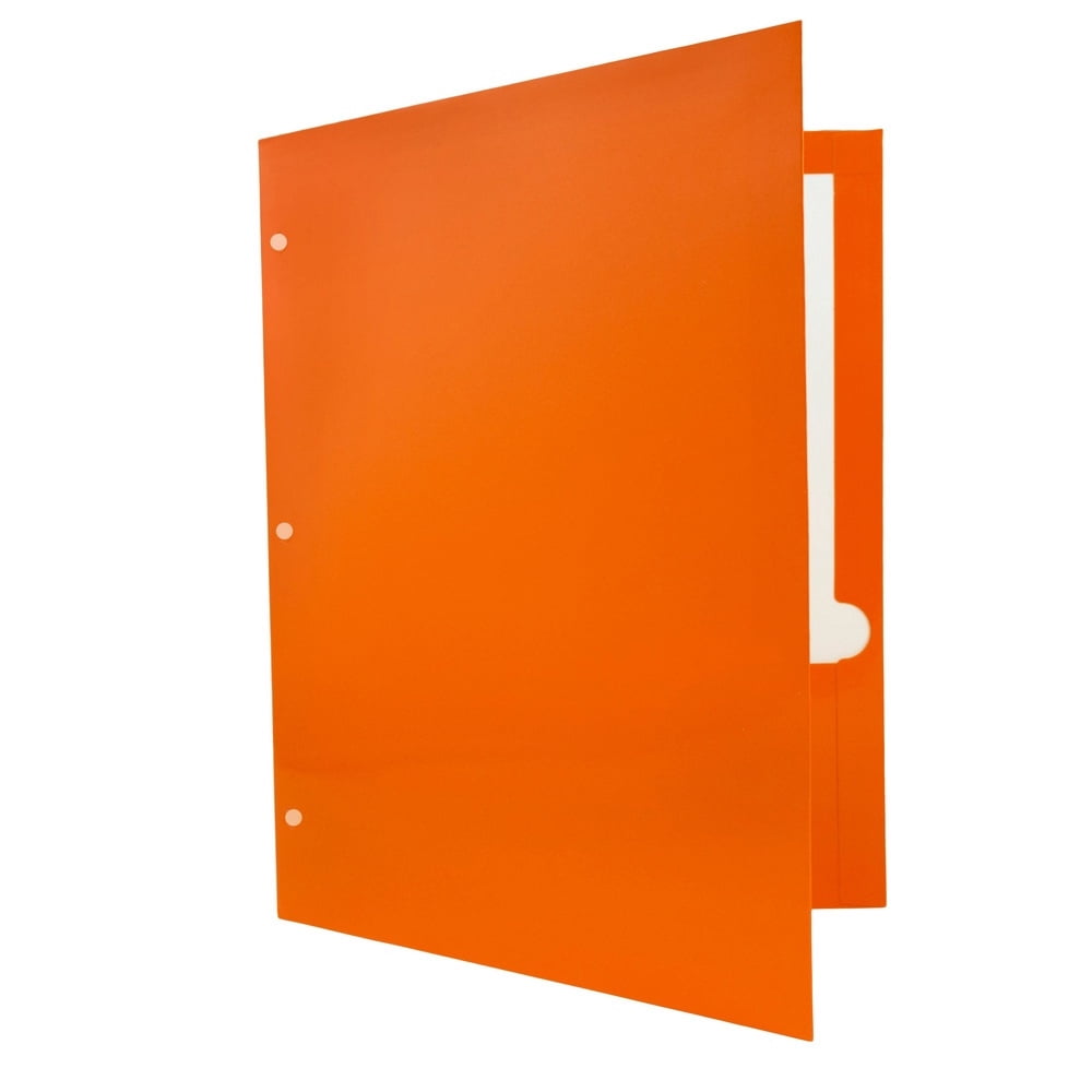 JAM Paper Glossy 3 Hole Punch Folders, Orange, 50/Pack