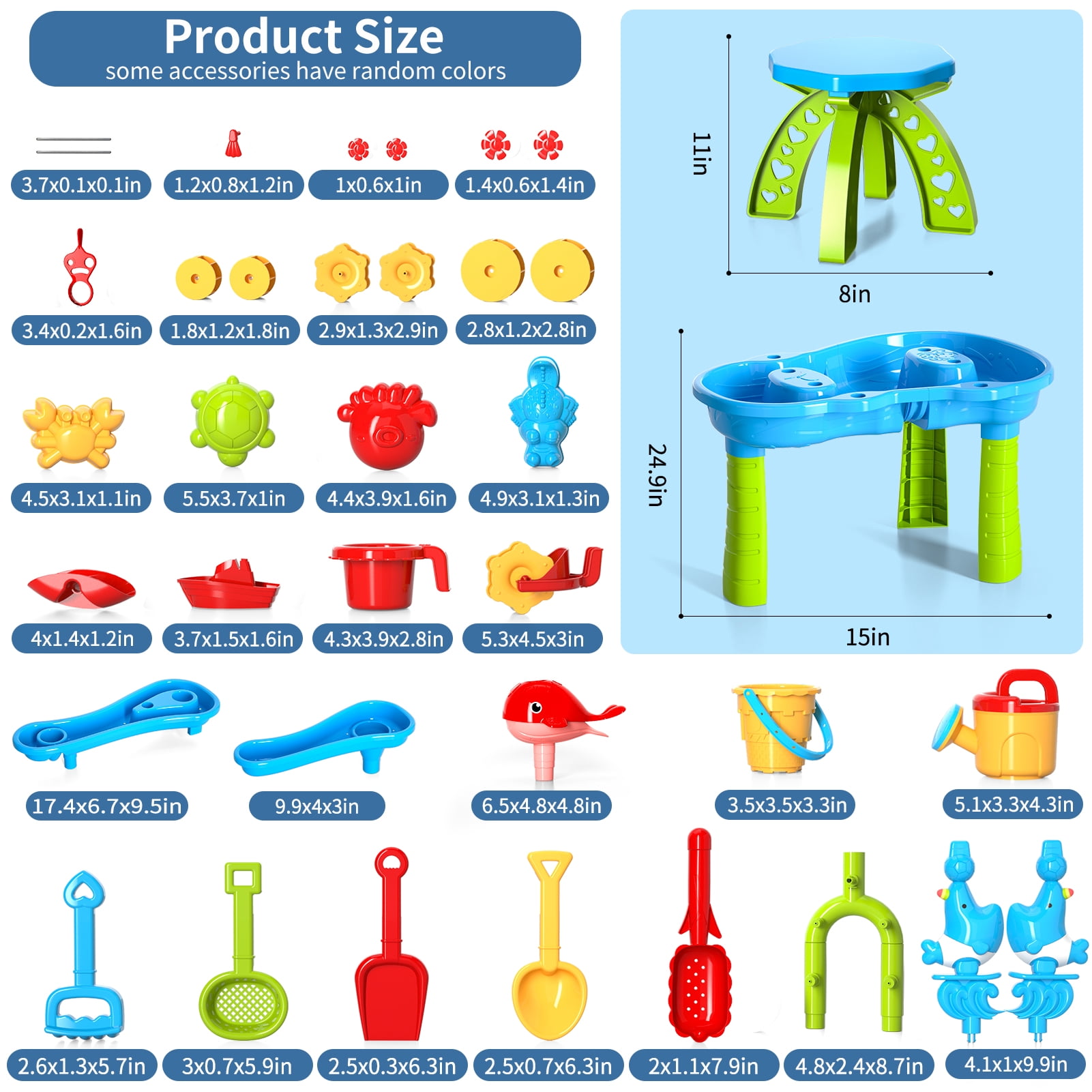 KukuFun Toddlers Water Table for Ages 1-5, Sand and Water Play Table for Toddlers, 3-Tier Outdoor Activity Table for Beach and Backyard