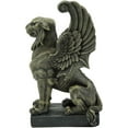 thumbnail image 5 of ANHXN Muscular Stoic Lion Gargoyle with Griffin Wings Crouching On Pedestal Decorative Statue, 5 of 8