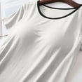 thumbnail image 3 of Lindreshi Camisole Tops for Women Built in Bra Women's Solid Color Crew Neck Short-Sleeved Top With Bra Pad Cup Home Clothes Short-Sleeved Pajamas, 3 of 3