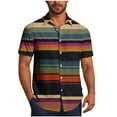 thumbnail image 2 of JXMVOJ Men's Casual Summer Breathable Polyester Shirt, Stripe Print Short Sleeve Button-Up with Turndown Collar, Lightweight Anti-Shrink Fade Resistant Design for Outdoor Daily Casual Tops, 2 of 6