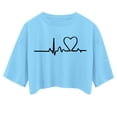 thumbnail image 5 of MIXUE Summer Heart Print Crew Neck Short Sleeve Fashion Casual Tshirts Streetwear,Blue,XL, 5 of 5