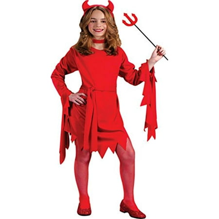 Girls Darling Devil Kids Child Fancy Dress Party Halloween Costume, L (12-14)