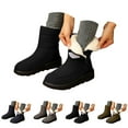 thumbnail image 5 of XIMIN Women's Thermal Fleece Lining Anti Skid Mid Calf Boots Waterproof Cloth Warm Snow Boots Round Toe Plush Lining Slip-On Waterproof Winter Boots with Hook And Loop, 5 of 8