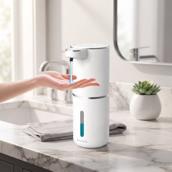 EvoFine Automatic Soap Dispenser, Touchless Wall Mount Hand Soap Dispenser, 12.85 oz, White